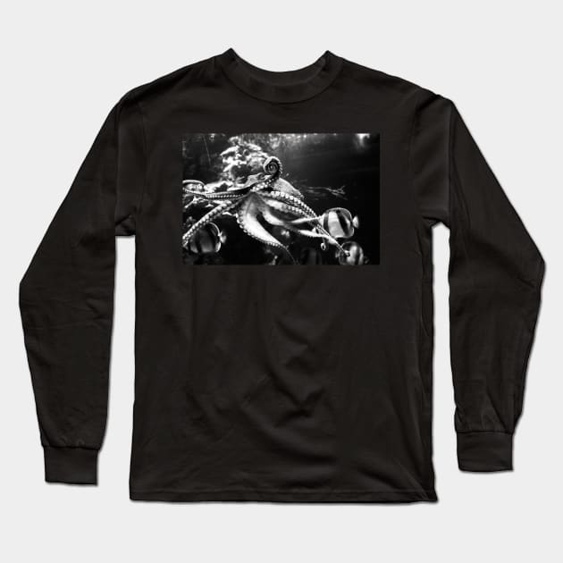 Silent Monochrome Tendrils Long Sleeve T-Shirt by Artist EVT